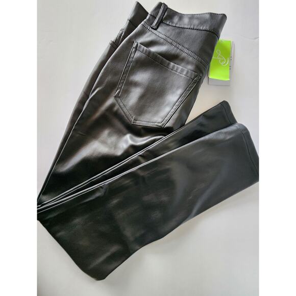 SAM EDELMAN sz 25 Black Faux Leather High Rise Skinny Ankle Pants Jeans Leggings - Picture 10 of 10